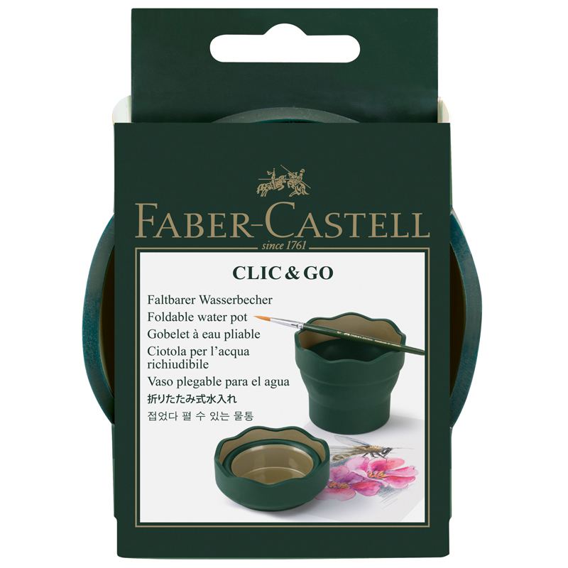 Стакан для воды Faber-Castell Clic&Go, складной, темно-зеленый