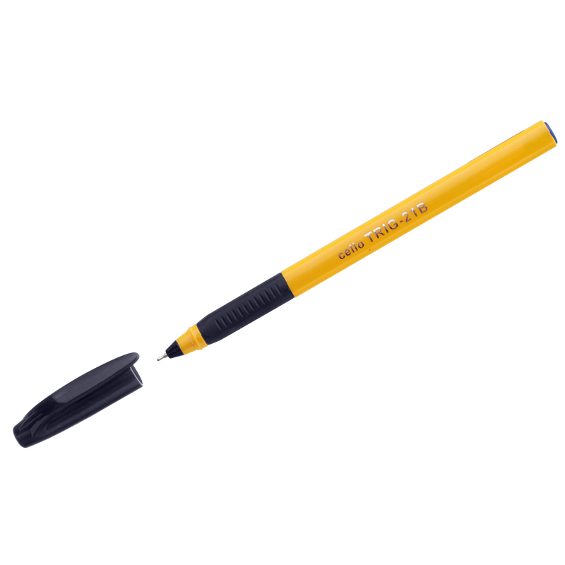 Ручка шариковая Cello Tri-Grip yellow barrel черная, 0,7мм, грип, штрих-код