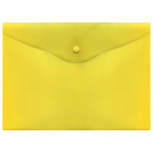 Папка-конверт А4 на кнопке 120мк тонированная желтая