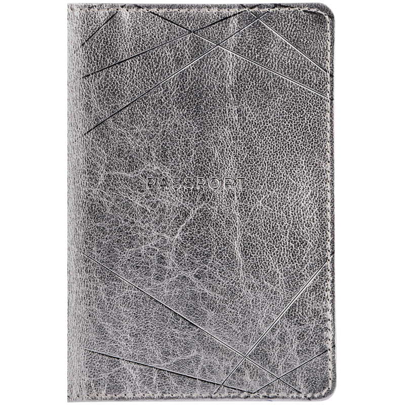 Обложка для паспорта OfficeSpace Silver, кожа, серебро, тиснение фольгой
