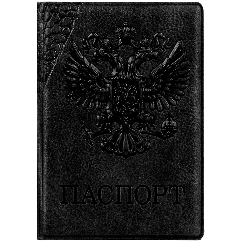 Обложка для паспорта OfficeSpace Герб, кожзам, черный