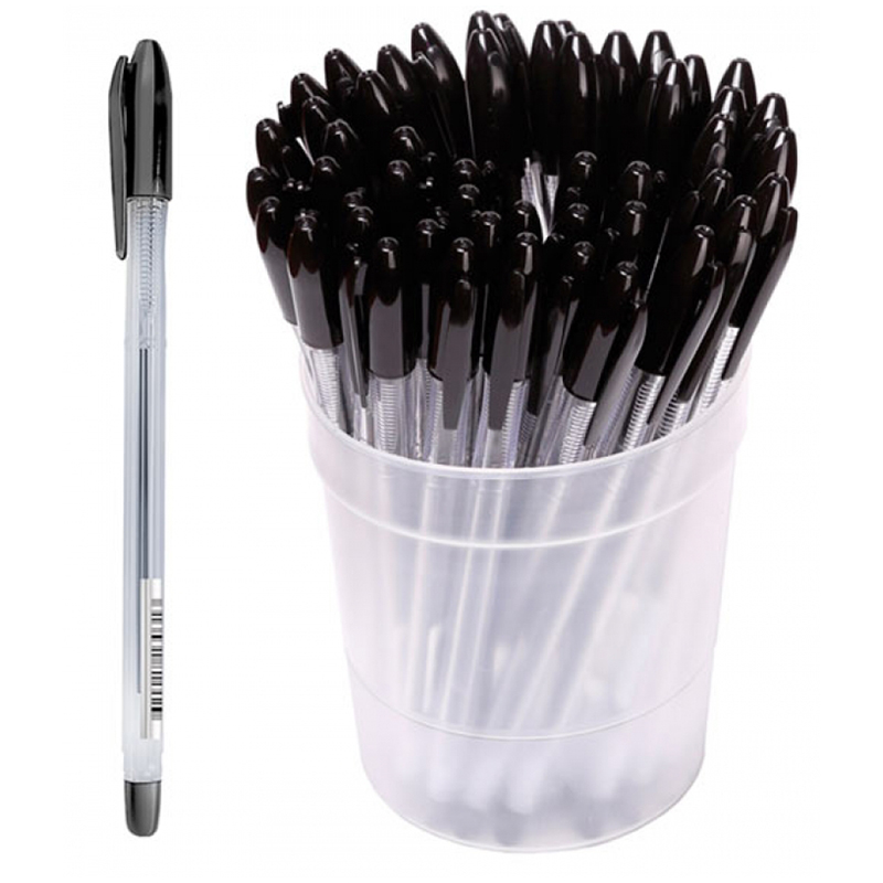 Ручка шариковая Стамм VeGa черная, 0,7мм, прозрачный корпус