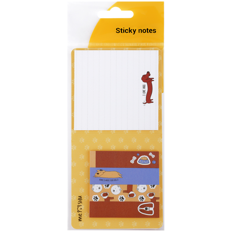 Флажки-закладки и самоклеящиеся блоки в наборе MESHU Cute dog, 74*74мм, 60*15мм, 25л., европодвес