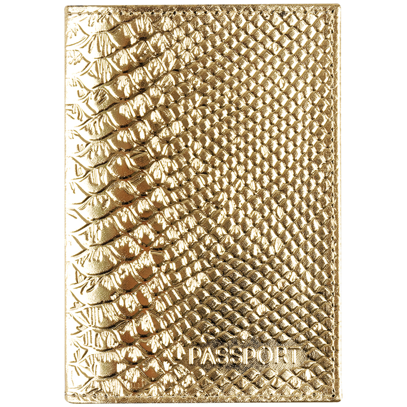 Обложка для паспорта OfficeSpace Питон, кожа, тиснение, золотой металлик