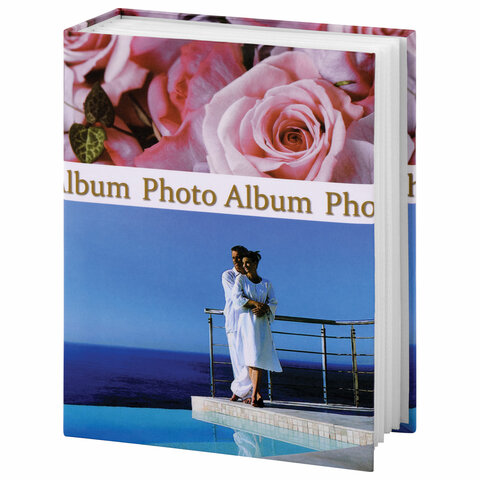 Фотоальбом BRAUBERG на 304 фотографии 10х15 см, твердая обложка, Романтика, голубой с розовым, 390675