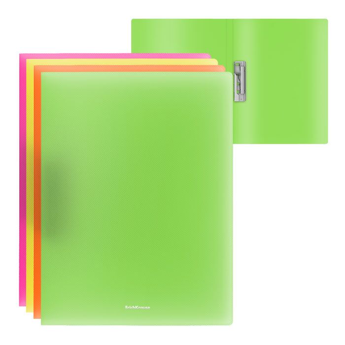 Папка с прижимом пластиковая  ErichKrause® Glance Neon