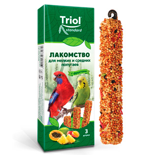 Палочки для мелких и средних попугаев с ФРУКТАМИ Триол standart,3шт,115г