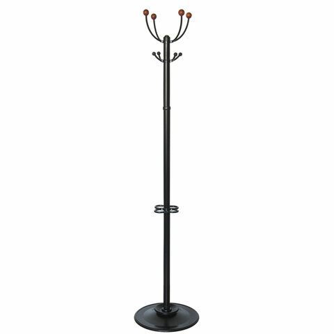 Вешалка-стойка Квартет-З, 1,79 м, основание 40 см, 4 крючка + место для зонтов, металл, черная