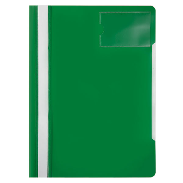Скоросшиватель А4 зеленый Бюрократ PS-V20GRN с прозрачным верхом и карманом