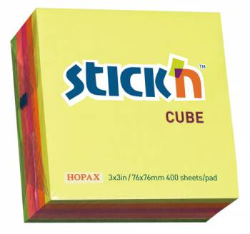Блок самоклеящийся Stick`n 76x76мм неон 5цветов 400листов