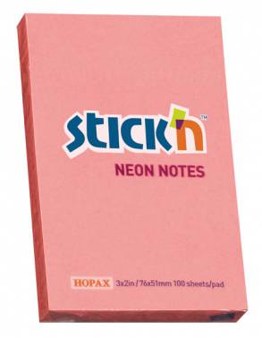 Блок самоклеящийся Stick`n 51x76мм неон розовый 100листов