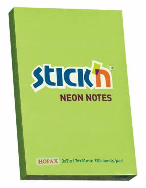 Блок самоклеящийся Stick`n 51x76мм неон зеленый 100л.