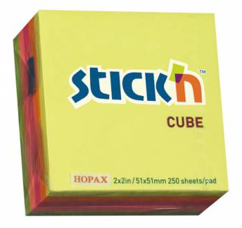 Блок самоклеящийся Stick`n 51x51мм неон 5 цветов 250 листов