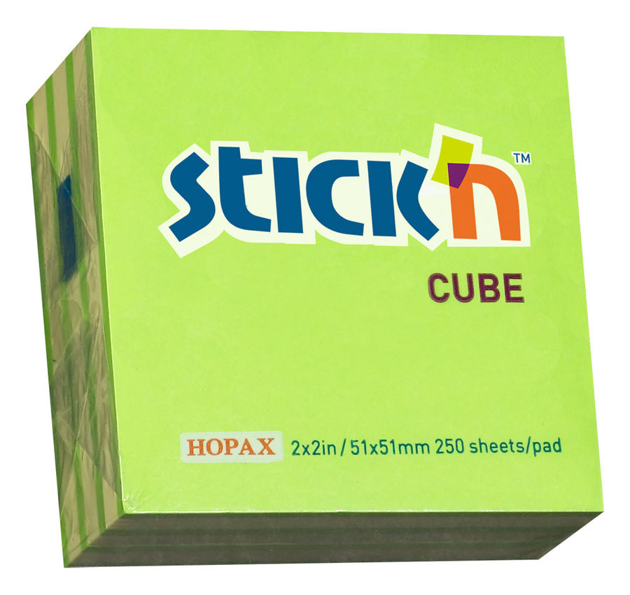 Стикеры Stick`n 51х51 мм 2 цвета зеленые 250 листов