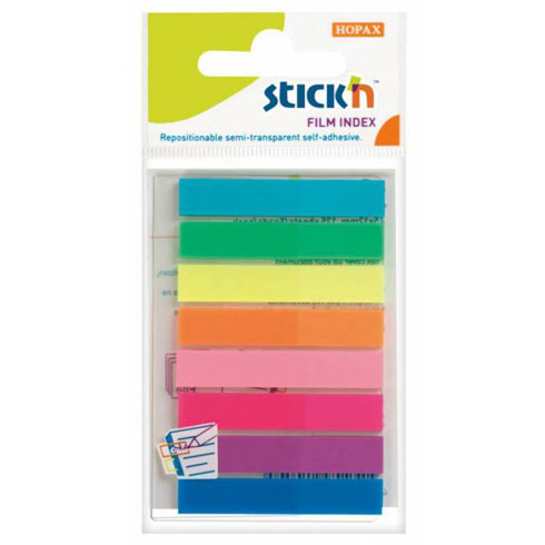 Закладки 8x45мм 8цветов пластиковые Stick`n