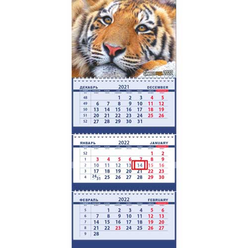 Календарь квартальный трехблочный настенный 2022 год Символ года