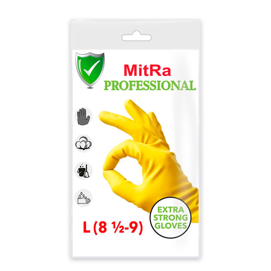 Перчатки латексные Mitra Professional р.L  с хлопковым напылением