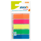 Закладки пластиковые 5цветов по 25листов 12х45мм Stick`n 21050